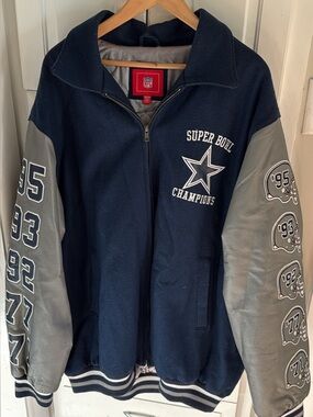 Vintage NFL Dallas Cowboys Navy and Gray Super Bowl Champions mens xxl Jacket